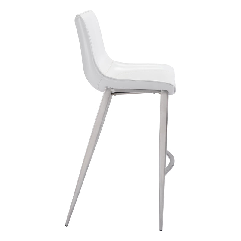  Zuo Magnus 101275 Barstool - White & Silver IMAGE 2