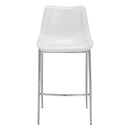  Zuo Magnus 101275 Barstool - White & Silver IMAGE 3