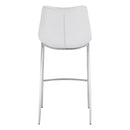  Zuo Magnus 101275 Barstool - White & Silver IMAGE 4