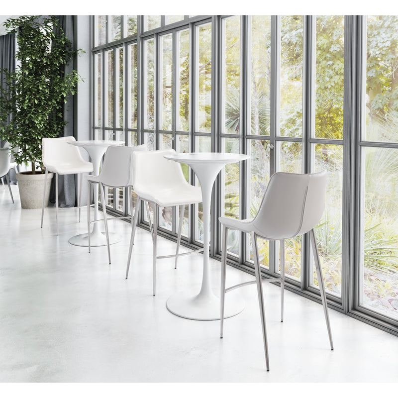  Zuo Magnus 101275 Barstool - White & Silver IMAGE 7