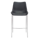  Zuo Magnus 101276 Barstool - Black & Silver IMAGE 3