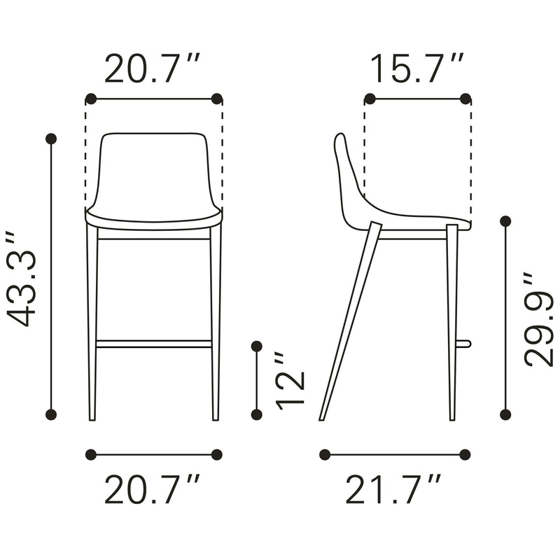  Zuo Magnus 101277 Barstool - Brown & Walnut IMAGE 9