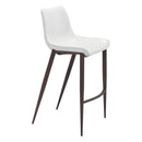  Zuo Magnus 101278 Barstool - White & Walnut IMAGE 1