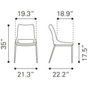  Zuo Ace 101279 Dining Chair - White & Silver IMAGE 10