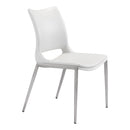  Zuo Ace 101279 Dining Chair - White & Silver IMAGE 1