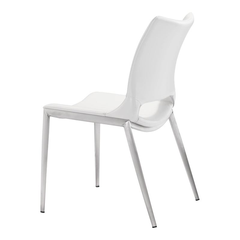  Zuo Ace 101279 Dining Chair - White & Silver IMAGE 5