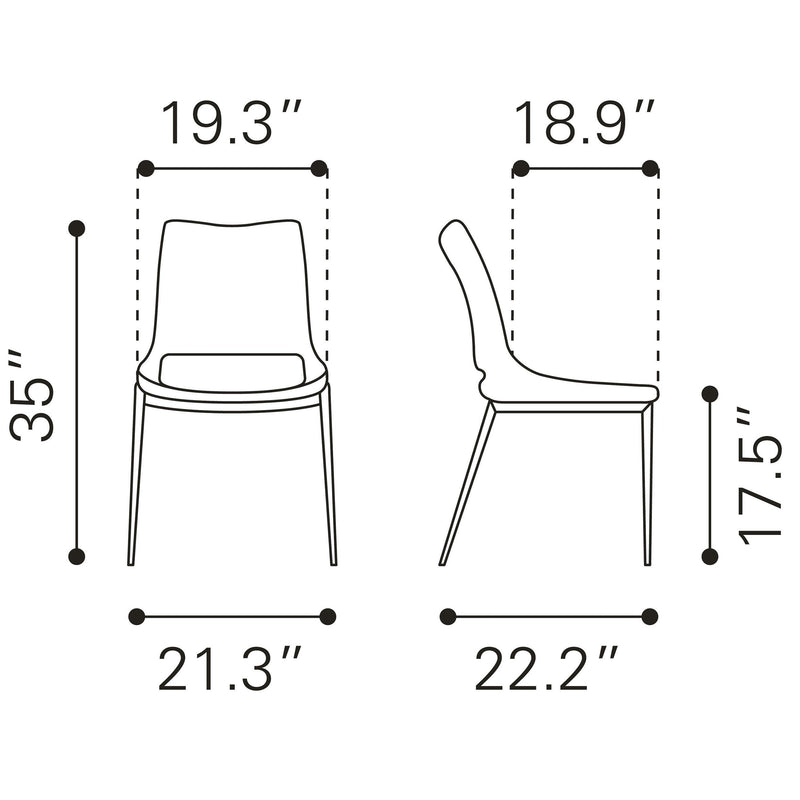  Zuo Ace 101280 Dining Chair - Black & Silver IMAGE 10