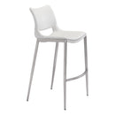  Zuo Ace 101283 Barstool - White & Silver IMAGE 1