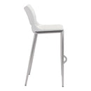  Zuo Ace 101283 Barstool - White & Silver IMAGE 2