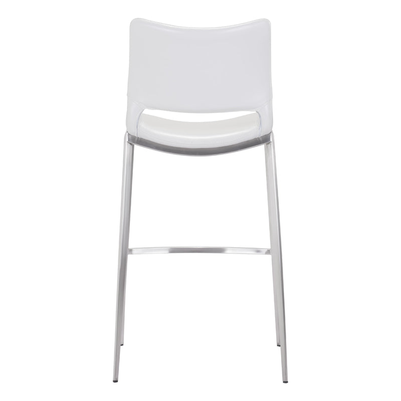  Zuo Ace 101283 Barstool - White & Silver IMAGE 4