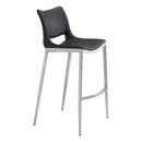  Zuo Ace 101284 Barstool - Black & Silver IMAGE 1