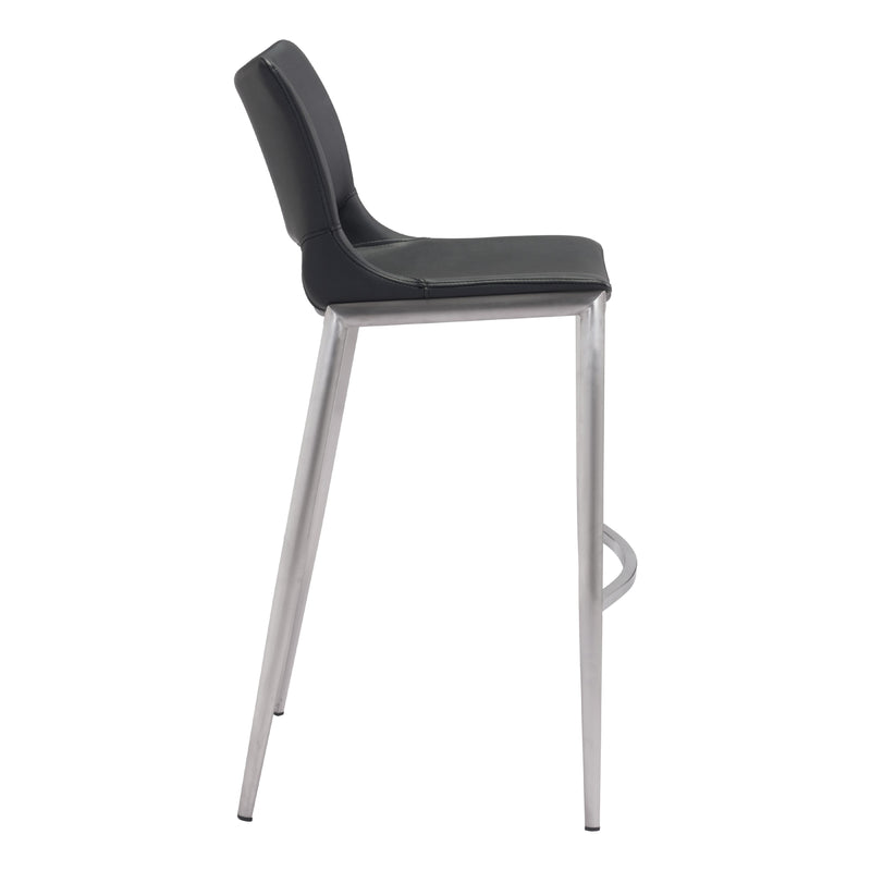  Zuo Ace 101284 Barstool - Black & Silver IMAGE 2