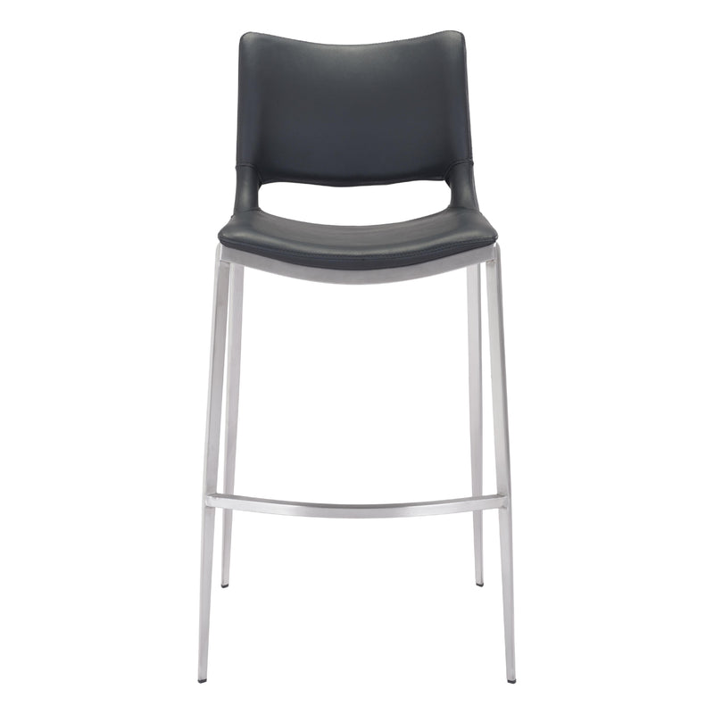  Zuo Ace 101284 Barstool - Black & Silver IMAGE 3