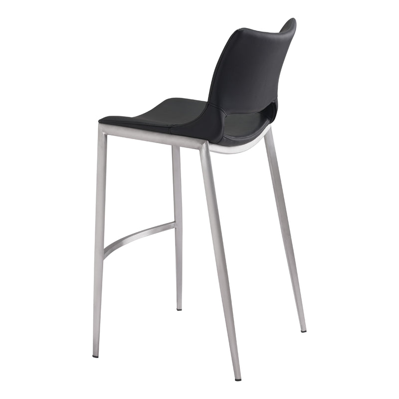  Zuo Ace 101284 Barstool - Black & Silver IMAGE 5