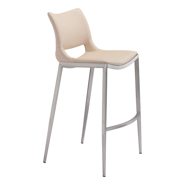  Zuo Ace 101285 Barstool - Light Pink & Silver IMAGE 1