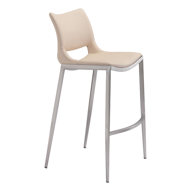  Zuo Ace 101285 Barstool - Light Pink & Silver IMAGE 1