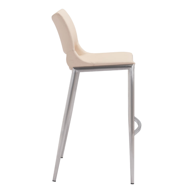  Zuo Ace 101285 Barstool - Light Pink & Silver IMAGE 2