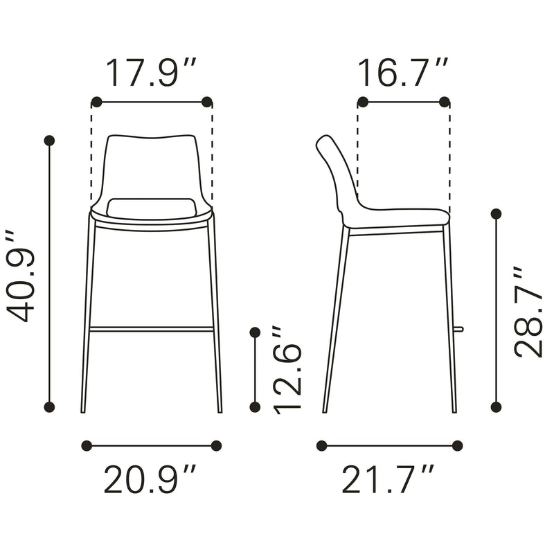  Zuo Ace 101286 Barstool - Brown & Walnut IMAGE 10