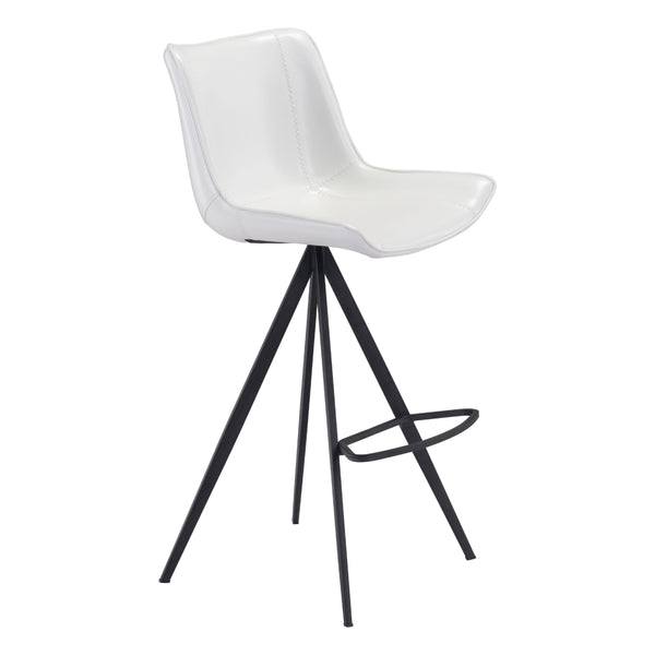  Zuo Aki 101287 Barstool - White & Black IMAGE 1