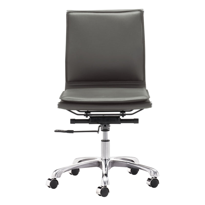  Zuo Lider Plus 215233 Armless Office Chair - Grey IMAGE 3