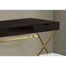 Monarch Computer Desk - Cappuccino/Gold Metal I 7210 IMAGE 3