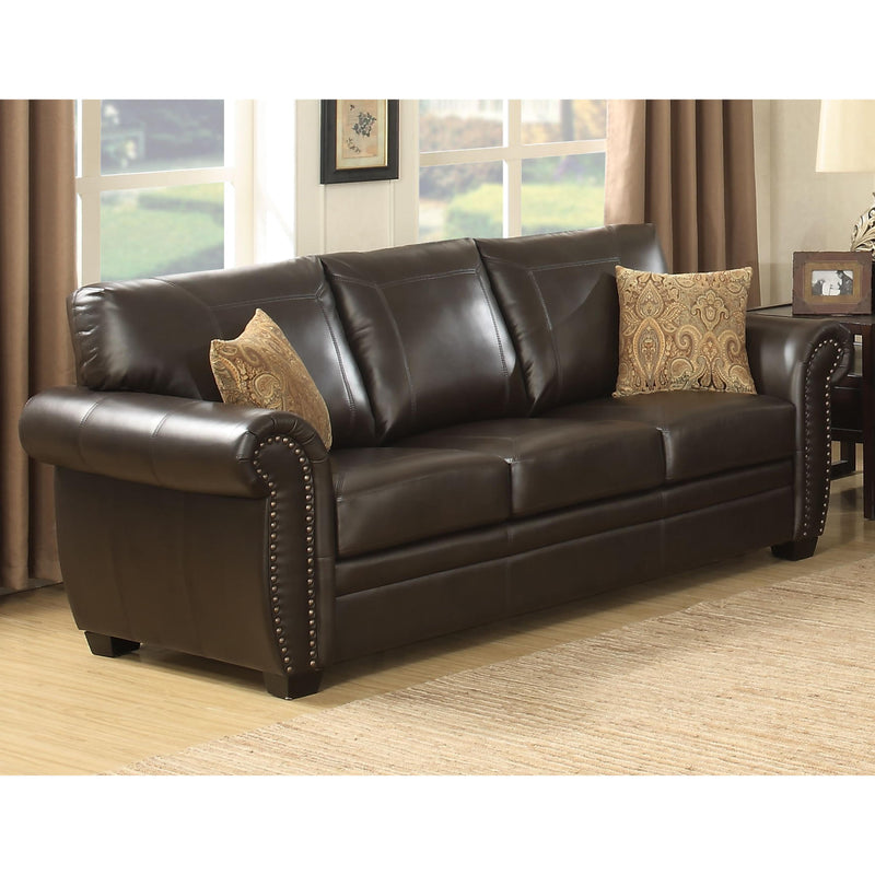 AC Pacific Corporation Louis Stationary Leather look Sofa Louis-BRN-S IMAGE 1