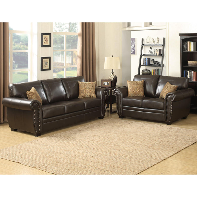 AC Pacific Corporation Louis Stationary Leather look Sofa Louis-BRN-S IMAGE 2