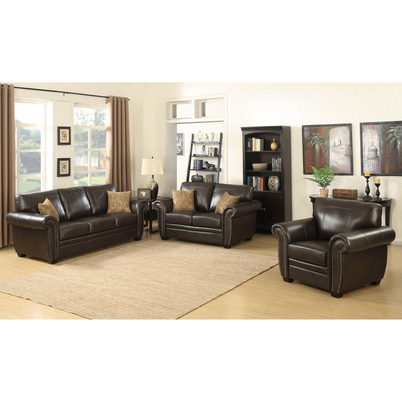 AC Pacific Corporation Louis Stationary Leather look Sofa Louis-BRN-S IMAGE 3