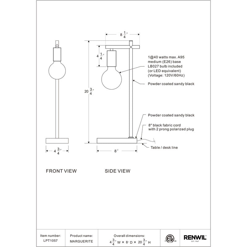  Renwil Townshed Table Lamp LPT1057 IMAGE 5