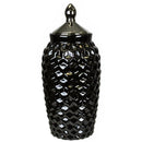 Sagebrook Home VC10365-04 Silver Lidded Black Jar 15" IMAGE 1