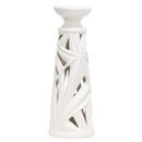 Sagebrook Home 13657-02 White Palm Leaf Candle Holder, 15.5" IMAGE 1