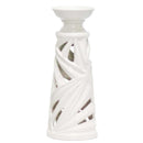 Sagebrook Home 13657-03 White Palm Leaf Candle Holder, 12" IMAGE 1