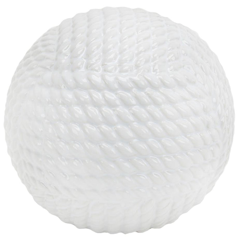 Sagebrook Home 13727-01 White Ceramic Rope Orb 6.25" IMAGE 1