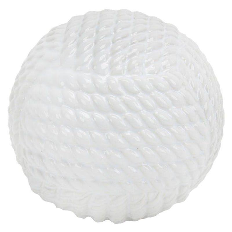 Sagebrook Home 13727-02 White Ceramic Rope Orb 5.75" IMAGE 1
