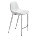  Zuo Magnus 101408 Counter Stool - White & Silver IMAGE 1