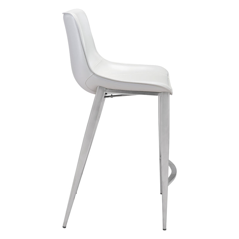  Zuo Magnus 101408 Counter Stool - White & Silver IMAGE 2