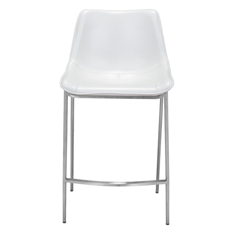  Zuo Magnus 101408 Counter Stool - White & Silver IMAGE 3