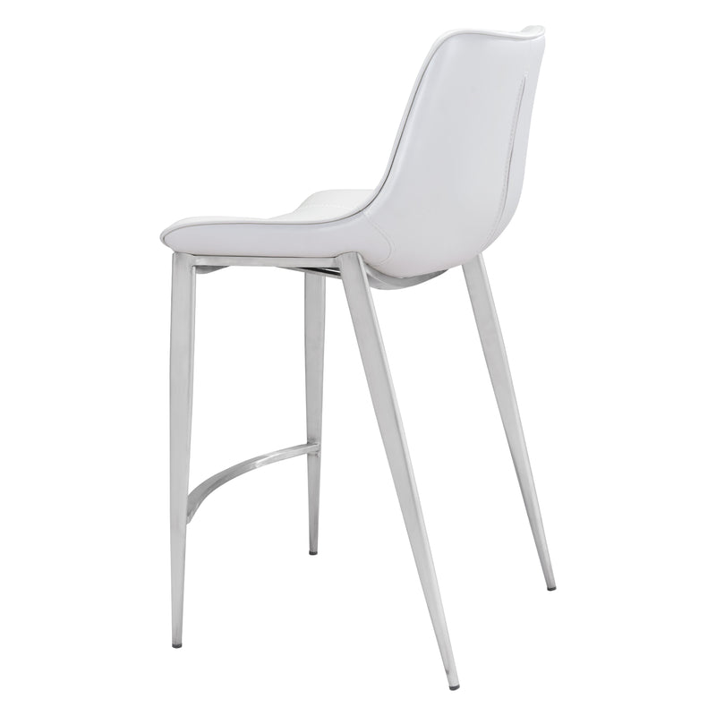  Zuo Magnus 101408 Counter Stool - White & Silver IMAGE 5