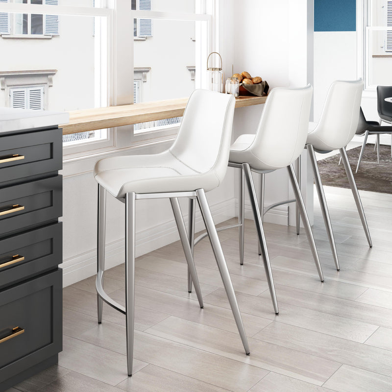  Zuo Magnus 101408 Counter Stool - White & Silver IMAGE 7
