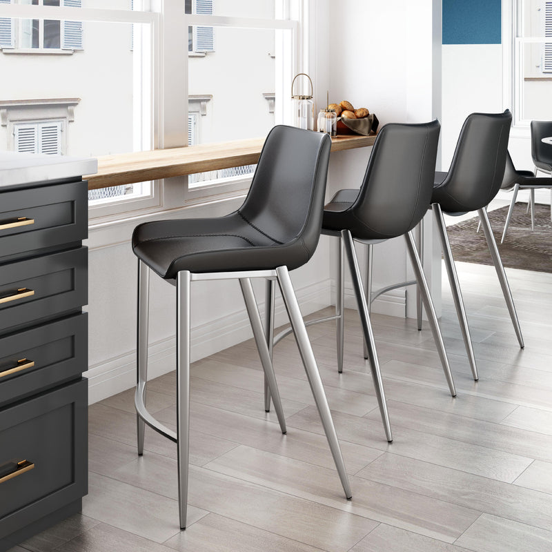  Zuo Magnus 101409 Counter Stool - Black & Silver IMAGE 7