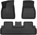 Tesla Model 3 2017-2023 Custom Fit Floor Mats Rubber 3D Car Mats Laser Measured Floor Liners All Weather 1st & 2nd Row Heavy Duty Waterproof Odorless Non-Slip TPE (Front & Rear, Black)
