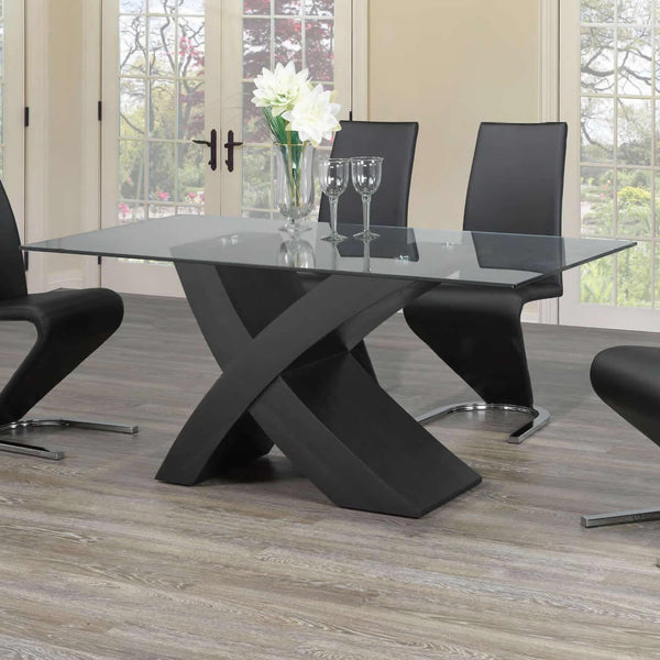 IFDC Dining Table with Glass Top and Pedestal Base T-1092 IMAGE 1