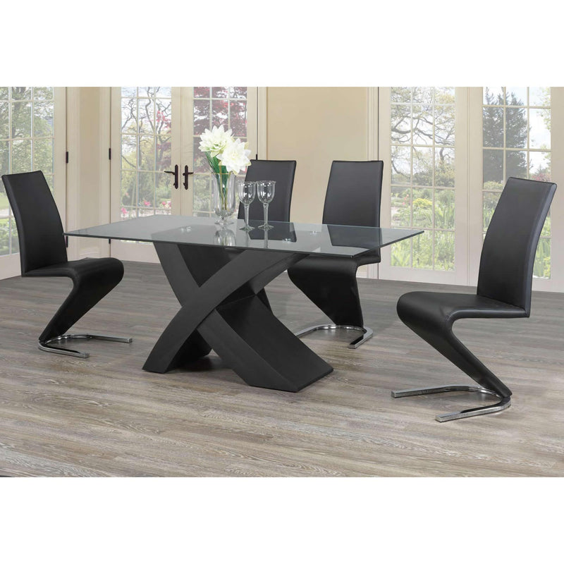 IFDC Dining Table with Glass Top and Pedestal Base T-1092 IMAGE 2