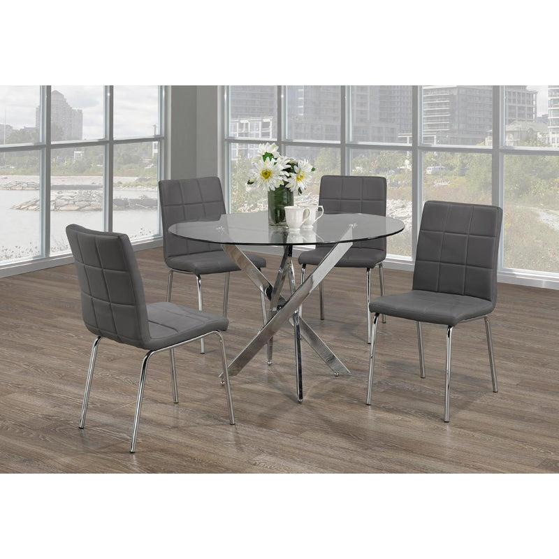 IFDC Round Dining Table with Glass Top and Pedestal Base T-1447 IMAGE 2