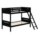  Coaster Furniture Littleton 405051BLK Wood Twin Over Twin Bunk Bed - Black IMAGE 1