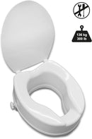 PEPE Mobility - Raised Toilet Seat 4 inch (Fits Round and Elongated up to 15"), Toilet Seat Riser for Seniors with Lid, 300 Pound Weight Capacity