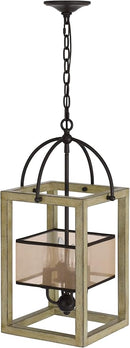 Cal Lighting FX-3781-4 Palencia Rubber Wood Chandelier with Organza Shade, Distressed Oak