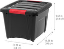 IRIS USA 18 L Plastic Storage Box with Lid and Latches - 6 Pack - BPA-Free, Garage Organizing Solution, Durable Nestable Stackable Containers, Secure Pull Handle - Black 63427