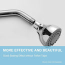 OFFO Shower Arm with Flange, 6 in Wall Mount Replacement Angle Shower Head Arm Wall-Mounted for Fixed Shower Head & Handheld Showerhead, Chrome