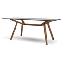 Mobital Trestle Dining Table with Glass Top and Trestle Base DTAREMIWALN IMAGE 1